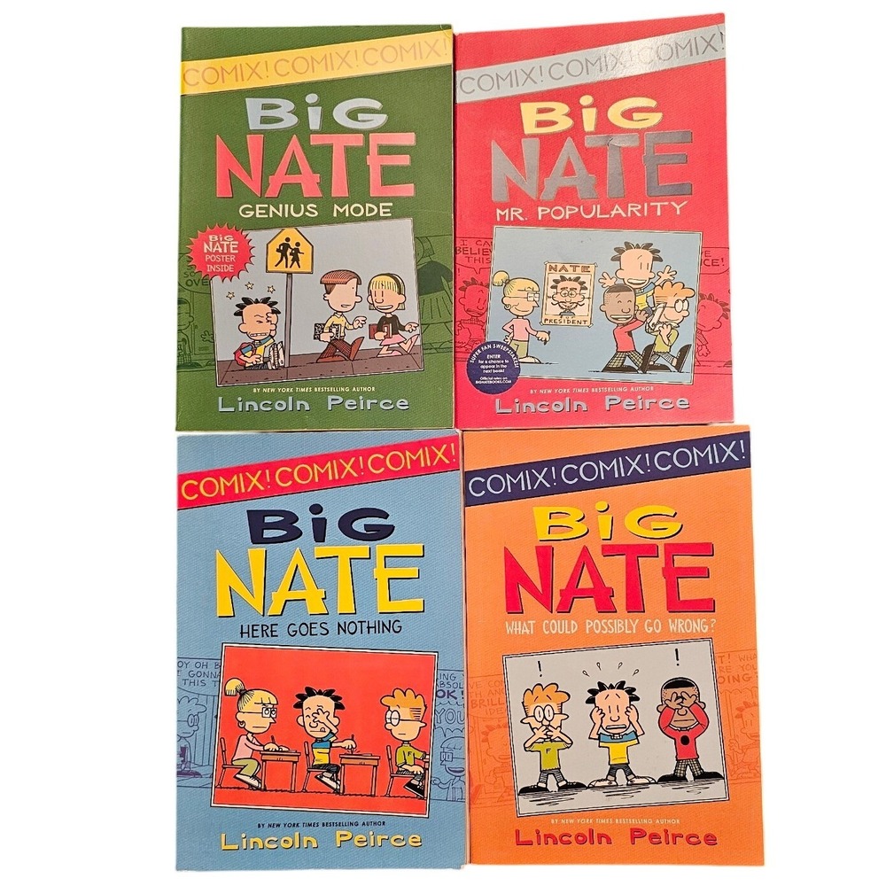 Big Nate Comix Book Bundle 4 Paperbacks Lincoln Peirce Genius Mode Mr Popularity